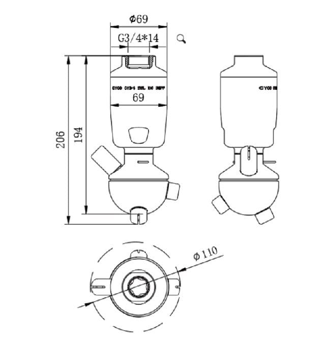 CY100 Rotary Tank Cleaning Nozzle Size